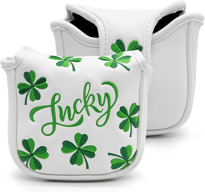 Golf Headcovers Live Lucky Golf Driver Covers Advanced Embroidery Fairway Wood Covers Hybrid Covers Mallet Blade Putter Head Covers Premium Leather Shamrock Golf Club Covers