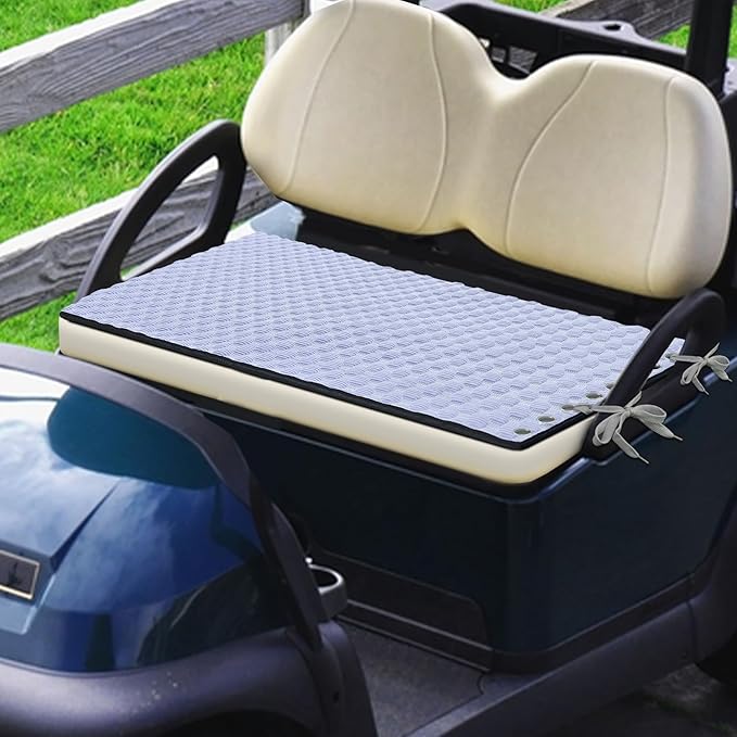 YOKYHOM Golf Cart Seat Covers, Universal Fit Golf Cart Seat Towel Blanket with Adjustable Tie Ropes & Non-Slip Bottom, Padded Design Fits Yamaha/EZGO/Club Car (39"x22", Light Purple)