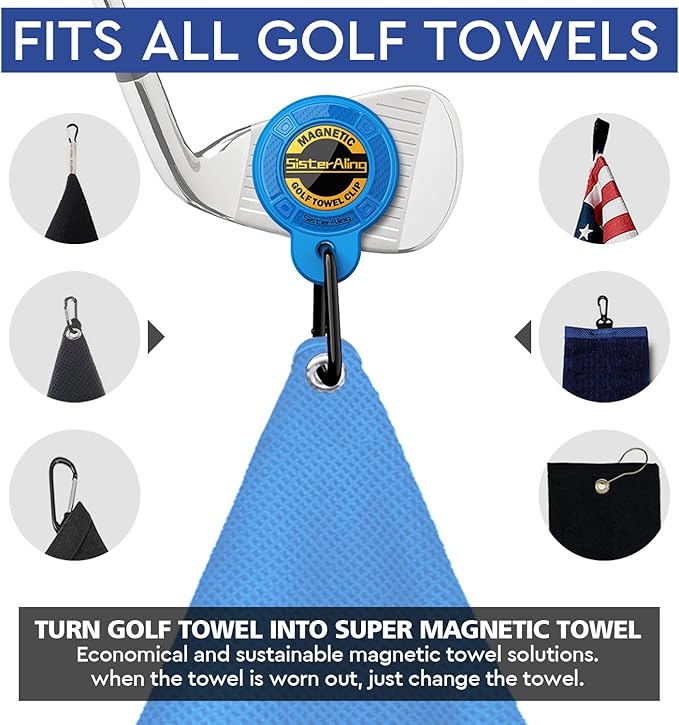 Magnetic Clip for Golf Towel,Removable Industrial Magnetic Accessories Design for Strong Hold to Golf Carts or Clubs