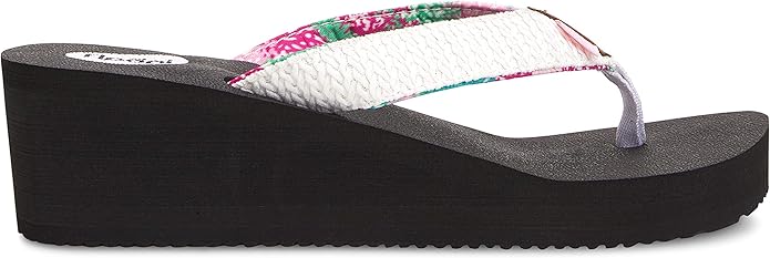 Floopi High Heel Wedge Sandals for Women-Comfort Yoga Mat Footbed for Support, Flip Flop Thong Platforms for Summer
