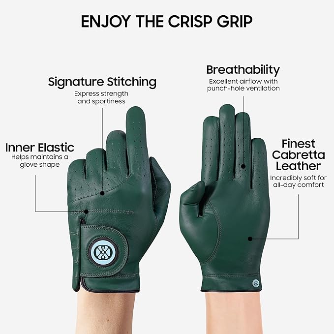 CLAPLEY Men’s Golf Glove – Premium Cabretta Leather with Magnetic Ball Marker, Breathable Design, Good Elasticity, Precious Gift for Golfers, Super Soft Feel, Left and Right Hand, Secure Fit
