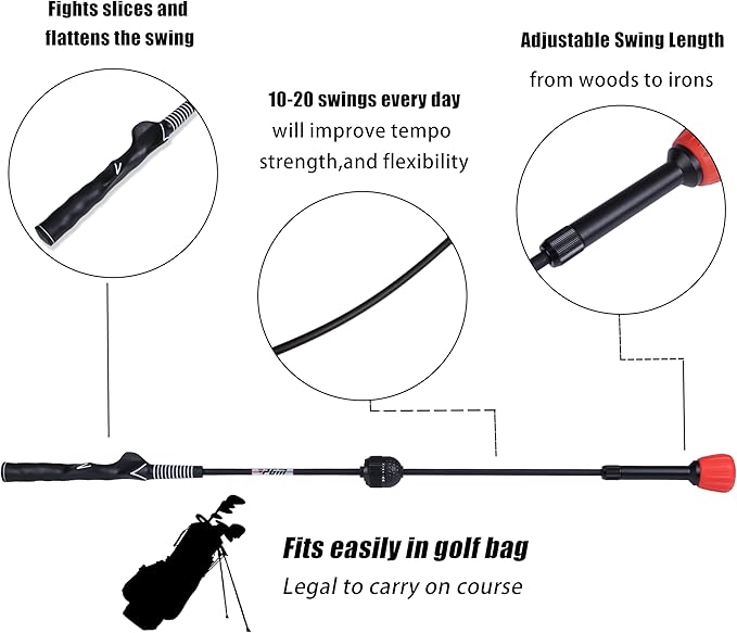 PGM Golf Swing Trainer Aid - Golf Swing Training Aid Golf Practice Warm-Up Stick for Strength Flexibility and Tempo Training -Suit for Practice Chipping Hitting Golf Accessories