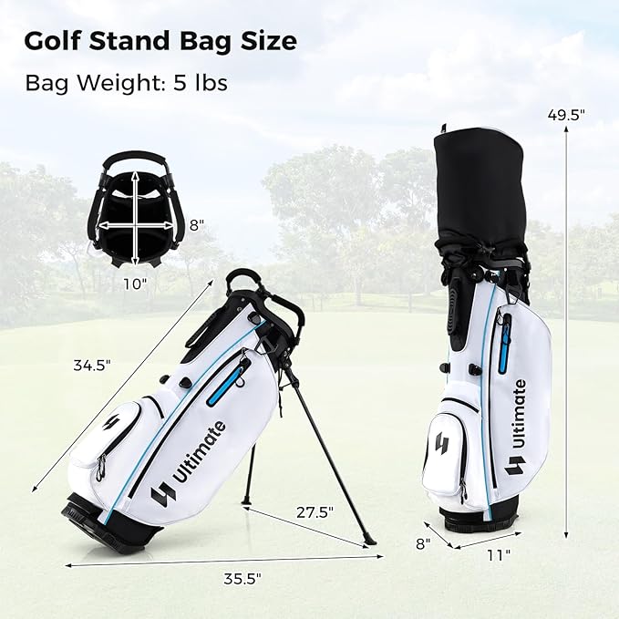 ULTIMATE 12 Pieces Men's Complete Golf Clubs Set w/Golf Stand Bag, 460cc #1 Driver, #3 Fairway, #5 Hybrid, #5#6#7#8#9#P#S Irons, Putter, Full Right-Handed Golf Set for Men