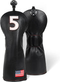 Golf Head Covers, American Flag Patriotism Golf Club Cover for Woods and Driver, Fairway, Hybrid - Premium Leather Golf Club Head Covers with Interchangeable Tags