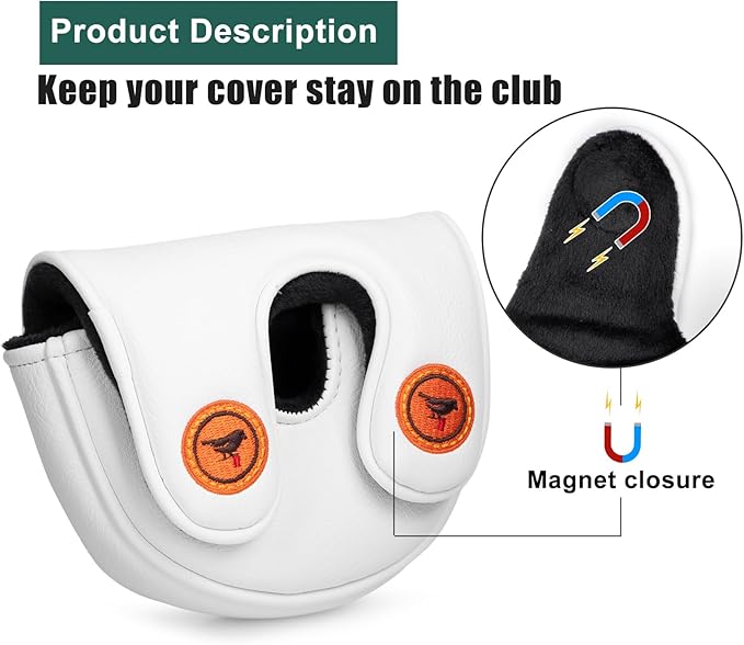 Golf Headcovers Elegant Embroidery Premium Leather Birdie Golf Driver Cover Fairway Hybrid Cover Blade Putter Cover Golf Mallet Putter Cover for OZ1 MEZZ 1 MEZZ1 MAX Putter