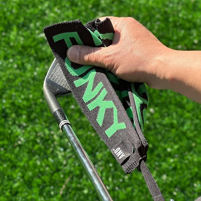 ANDGOLF Pleats Ball Towel, Use to Wash My Ball and Club, Best Choice for Golf Gifts, Embroidered Golf Towels, Clip for Bags/Pants/Skirts, Durable Elastic Band, Colorful Fashion Golf Item