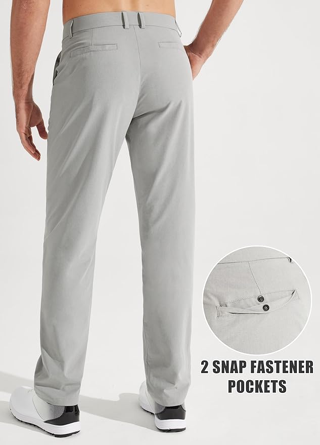 Libin Mens Golf Pants Stretch Work Dress Pants 30"/32"/34" Quick Dry Lightweight Casual Comfy Trousers with Pockets