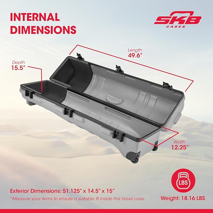SKB Staff ATA Hard Shell Plastic Golf Travel Case for Cart Bags with Wheels - Heavy-Duty Rolling Club and Driver Carrier for Airline Transport, Impact-Resistant with TSA Locking Latches