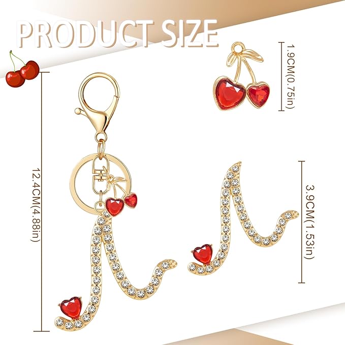 Gold Plated Alphabet Initial Letter Keyring Keychain for Women Girls Crystal Key Chains for Wallet Backpack Bag Charm