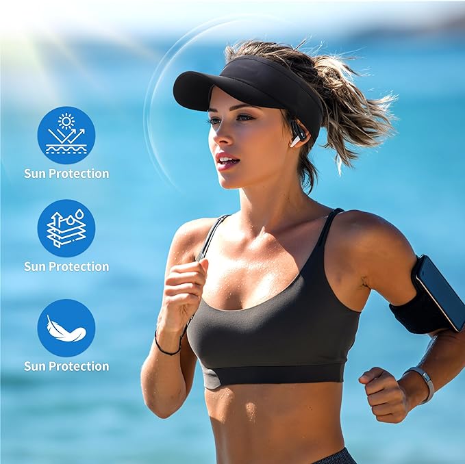 HH HOFNEN Sports Sun Visor Cooling Lightweight Stretchy Packable Running Golf Visor Hat for Men Women
