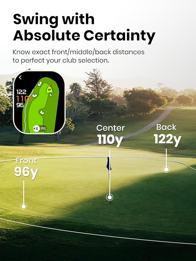 MILESEEY GenePro G1 Touchscreen & GPS Rangefinder with Slope, 43000+ Preloaded Courses, 1300 Yards Laser Range Finder Golf with Red & Green Display, 0.1s Flag Pole Locking Vibration, 6X Magnification