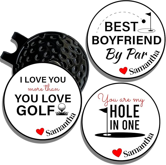 Wolf Golf Towels Golf Ball Marker Hat Clip Gift Set | Best Husband by Par or Best Boyfriend by Par | | 1 Magnetic Clip + 3 Ball Markers | Golf Accessories for Men