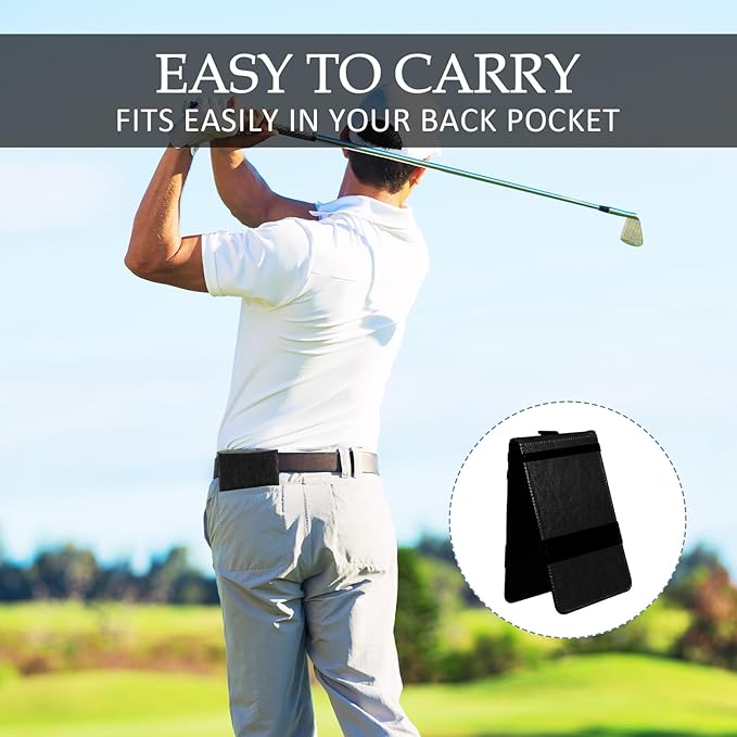 Honoson 4 Pcs Golf Scorecard Holder PU Leather Golf Yardage Book Cover Scorecard Book Score Holder Protector Gift Accessories, 4.3 x 7 Inches