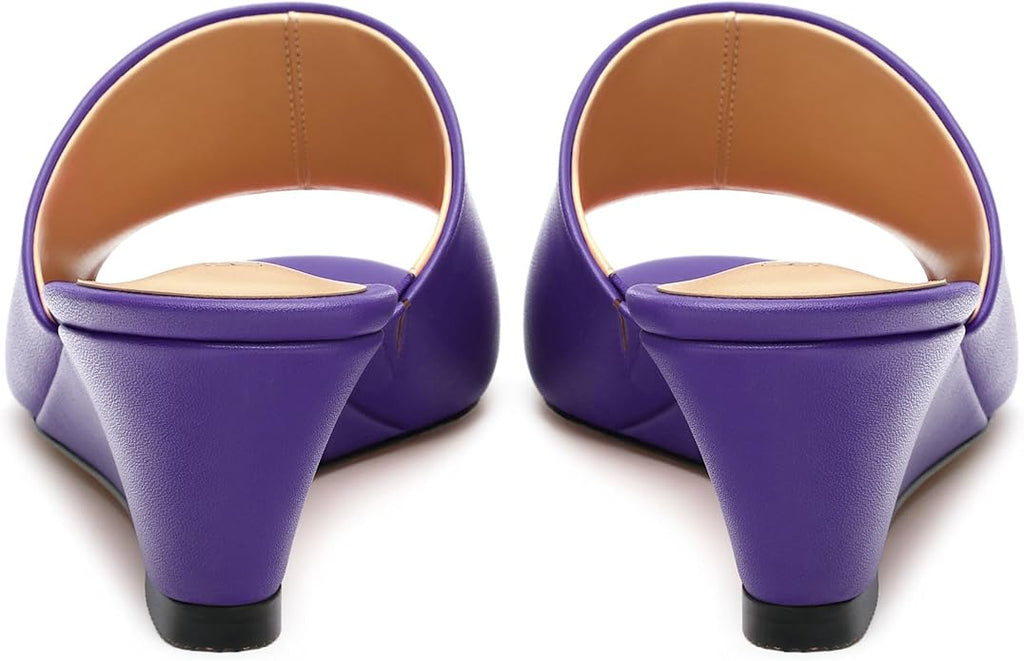 Wedge Sandals for Women Open Toe Wedge Heels Womens Matte High Heel Sandal Round Toe Heeled Wedge Sandals Slip on Casual shoes 2 inch