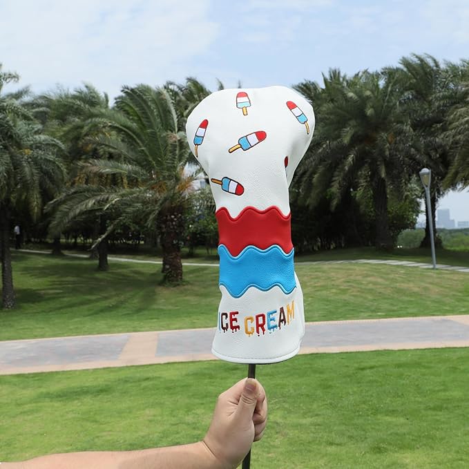Montela Golf Club Covers Ice Cream Golf Driver Cover Fariway Wood Headcover Hybrid Covers 3 Wood Headcover Golf Head Cover for Odyssey Scotty Cameron Taylormade