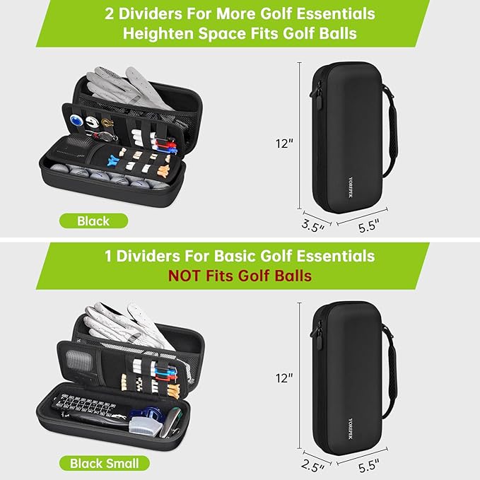 YOREPEK Golf Glove Holder with Removable Glove Shaper, Protective Hard Shell Golf Accessories Case Bag with 2 Dividers Fits Balls, Tees, Markers, Cool Gifts for Golfers