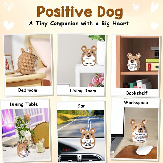 AICase Inspirational Crochet Positive Dog Animals, Emotional Support Nuggets Dog Mom Gifts for Women Men Dad Corgi Lovers Best Friends Birthday Christmas Easter Funny Small Unique Cute Themed Decor