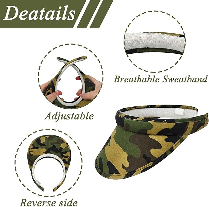 2 Pack Sun Visor Hats Women Men Clip On Wide Brim Visors Hat Outdoor Sports Golf Beach Travel Tennis Caps
