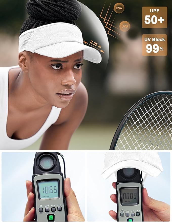 Sport Sun-Visor Hat Men Women Summer UV Protection, Lightweight Cooling Golf Running Tennis Sweat-Band Cap