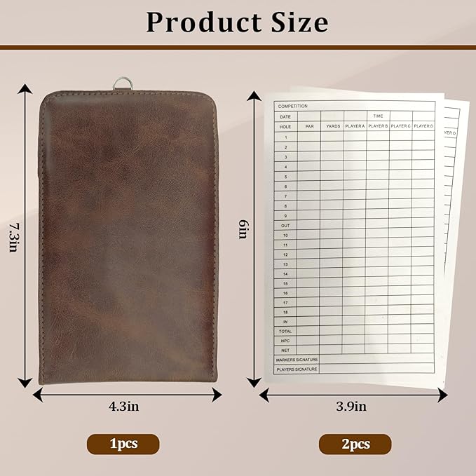 Leather Golf Scorecard Holder,Score Card Holder Golf,Yardage Book Cover,Golf Scorecard Book
