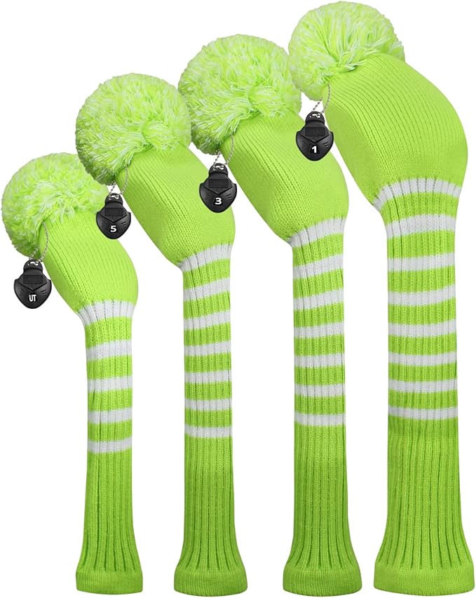 Scott Edward 1/3/4PCS Multi-Style Optional Individualized Knit Golf Club Head Covers, Driver Wood(460cc) Fairway Wood and Hybrid(UT)，for Male/Female Golfers,Custom