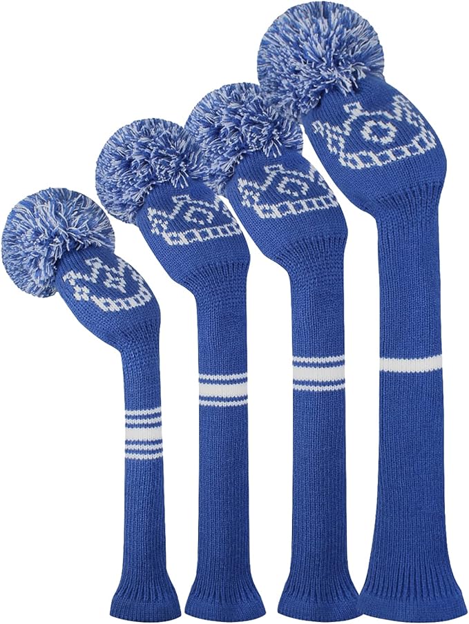 Scott Edward Knit Wood Golf Club Head Covers 4 Pieces Knitted Item Fit Over Well Driver Wood(460cc) Fairway Wood and Hybrid(UT)