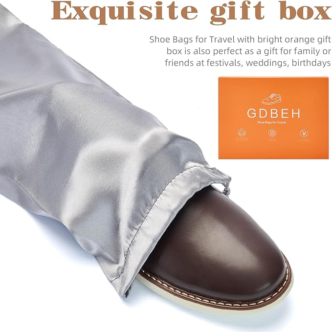 Shoe Dust Bags - 8 Pack Shoe Bags for Travel Satin Fabric with Drawstring Closure,Washable Breathable Cotton Fabric Cloth,for Travel Protecting andStoring Shoes (Grey)