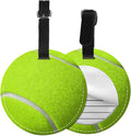 Luggage Tag Tennis Ball Luggage Tags for Suitcases, Pu Leather Baggage Tags Identifiers for Travel, Name Id Label Tags for Baggage Bag Women Men