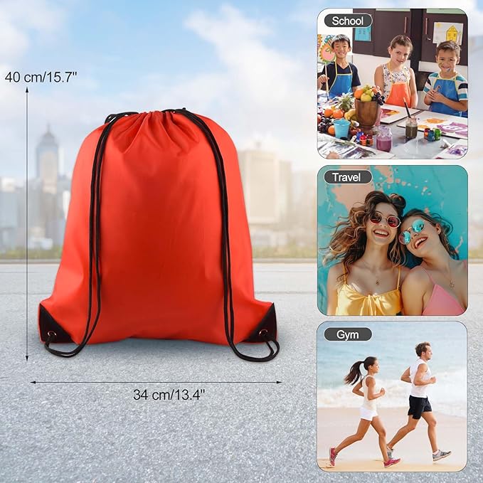 KUUQA 50Pcs Red Drawstring Backpack Bag Sack Drawstring Bags Bulk String Bags Storage Bags for Sport Gym Traveling