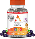 Active Iron Supplement 7mg + Vitamin D for Kids – Increases Iron & Energy Levels – Gentle, Non-Constipating Blackcurrant Chews – Highly Absorbed – Supports Growth & Immune Health – 30 Chews