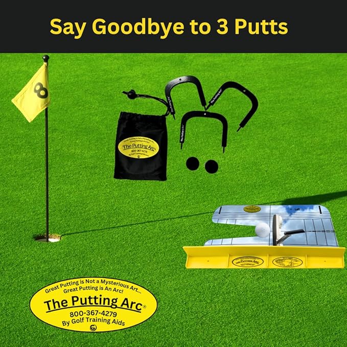 The Putting Arc T3 Mirror Bundle – Golf Putting Trainer Aid for Accuracy, Alignment, Stroke Path & Eye Line – Premium Putting Mirror for Practice & Drills