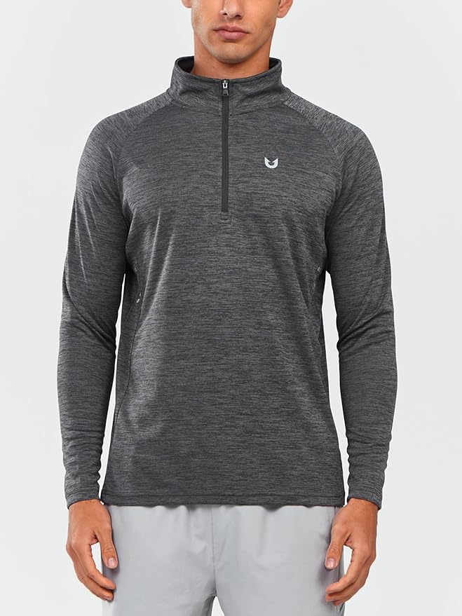 NORTHYARD Quarter Zip Pullover Men Running Shirt Long Sleeve Moisture Wicking Quick Dry Athletic Workout Shirts