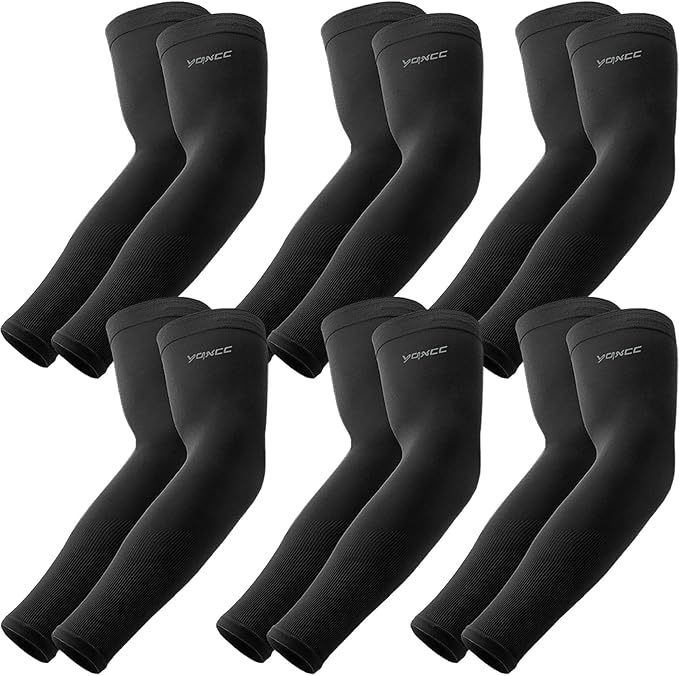 YQXCC 4 Pairs Arm Sleeves, Cooling UV Sun Protection Sports Compression Sleeves for Men Women, Golf Basketball Arm Sleeves