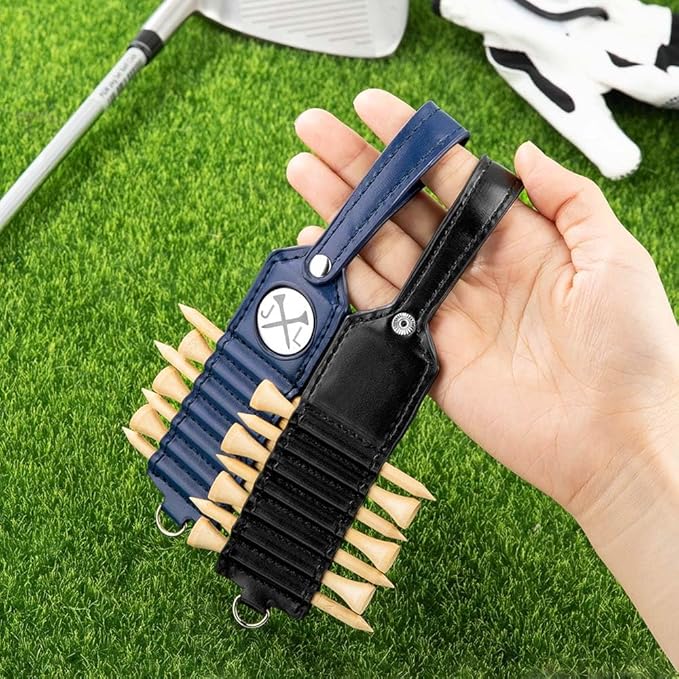 Personalized Golf Tee Holder, Leather Custom Monogram Name Golf Bag Accessory, 3 Colors Gifts for Men Women Dad Mother