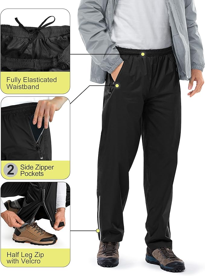 33,000ft Men's Rain Suit Packable Waterproof Lightweight Rain Gear for Golf Hiking Cycling 2 Pieces(Rain Jackets and Pants)