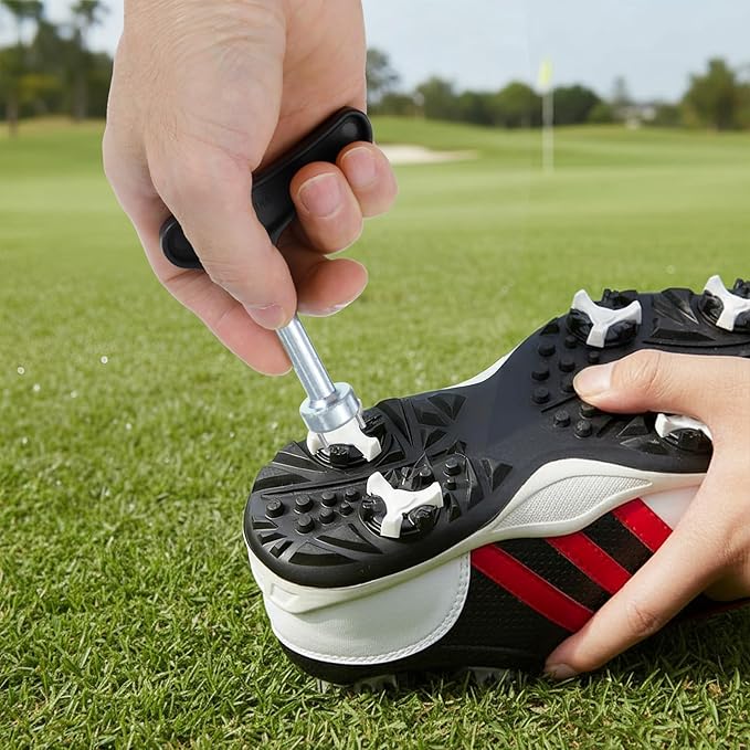 2pcs Golf Spike Removal Tool, Golf Shoes Replacement Spikes Tool with Comfortable Grip, Golfs Shoe Spikes Wrench, Universal Shoe Spike Cleat Wrench, Black