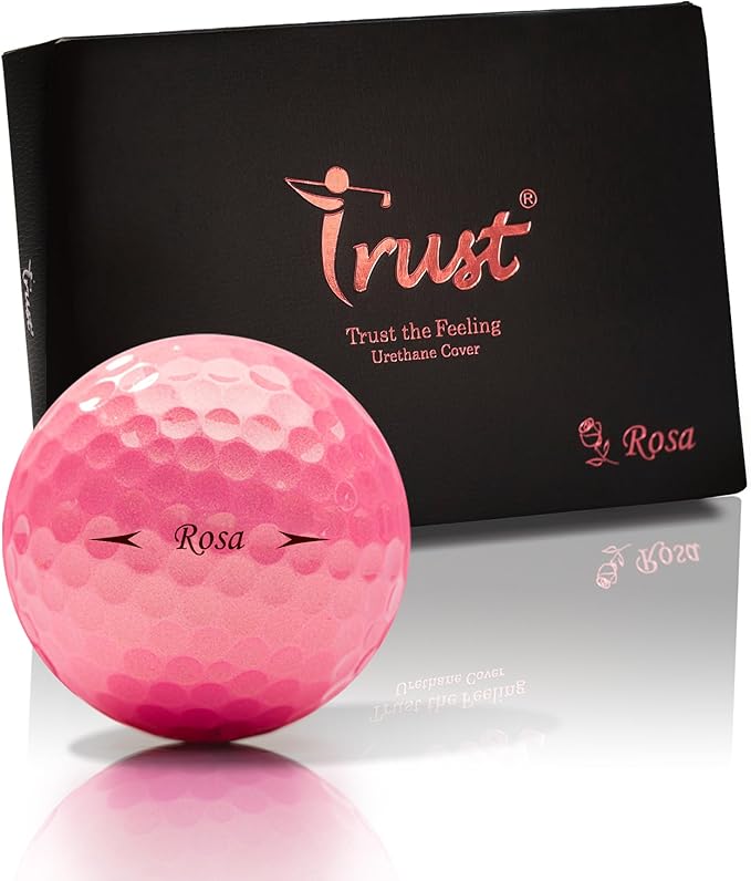 Trust Golf Balls - Aurora & Rosa Crystal Urethane Series | Eye-Catching & Easy to Spot | Maximum Distance, Soft Feel, Straight Flight, & Greenside Control | Blue, Orange, Pink, Yellow | 12 or 48 Balls