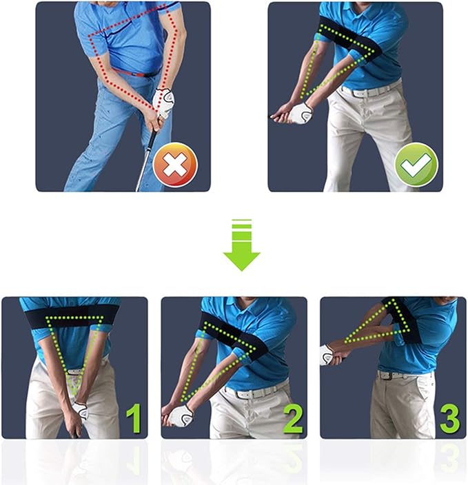 Amy Sport Golf Swing Training Aid Wrist Hinge Adjustable Arm Band with Hanger Smartball Connection Band for Correction, Men Women Ball Between Arms Practice Tool