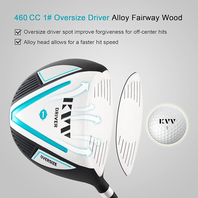 KVV Premium Right Hand Golf Club Set 11-Piece Set for Women, Including Driver, Fairway, Hybrid, 5#-P# Irons, Putter Steel Shaft Regular Flex Golf Clubs, with/Without Golf Bag