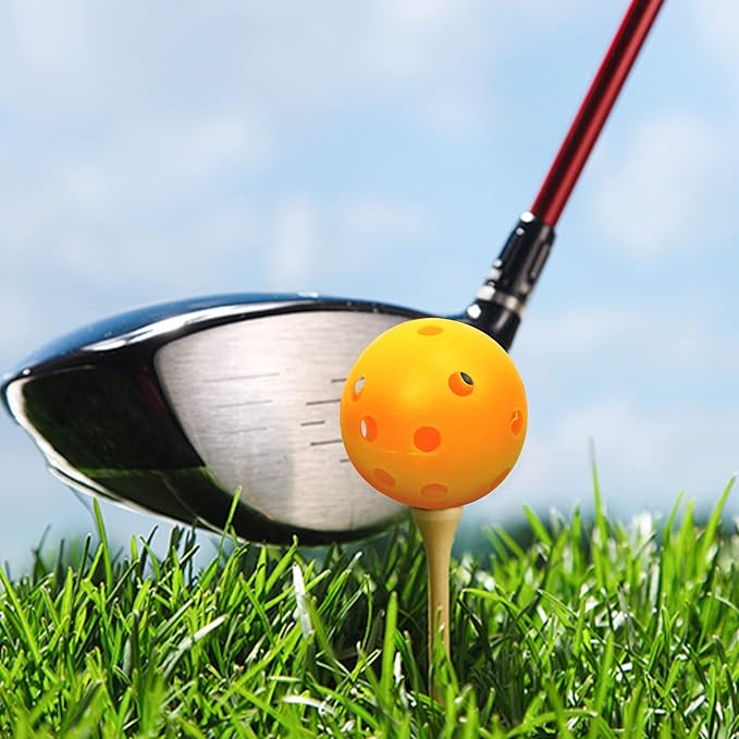 Plastic Golf Balls Practice Limited Flight Golf Training Ball Hollow Swing Practice Indoor Golf Balls with Mesh Drawstring Bag for Backyard Driving Range or Outdoor