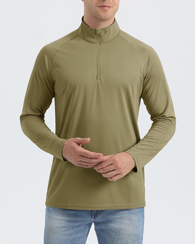 Boladeci Men's UPF 50+ Sun Shirts 1/4 Zip Long Sleeve SPF UV Protection Lightweight Quick Dry Quarter Zip Golf Shirts