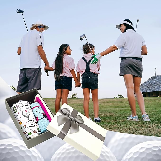 Golf Gifts for Women,Golf Lover 20 OZ Wine Tumbler Gift for Girls,Birthday Christmas Makeup Bag Towels Gifts for Friend Besties,Women Golfing Accessories
