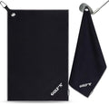 Golf'N Microfiber Towel - Magnetic Golf Towel Black 16" x 24" Golf Towels for Golf Bags with N52 Heavy Duty Magnets, Carabiner Clip & Cross Stitched Reinforced Loop, Premium Golf Accessories