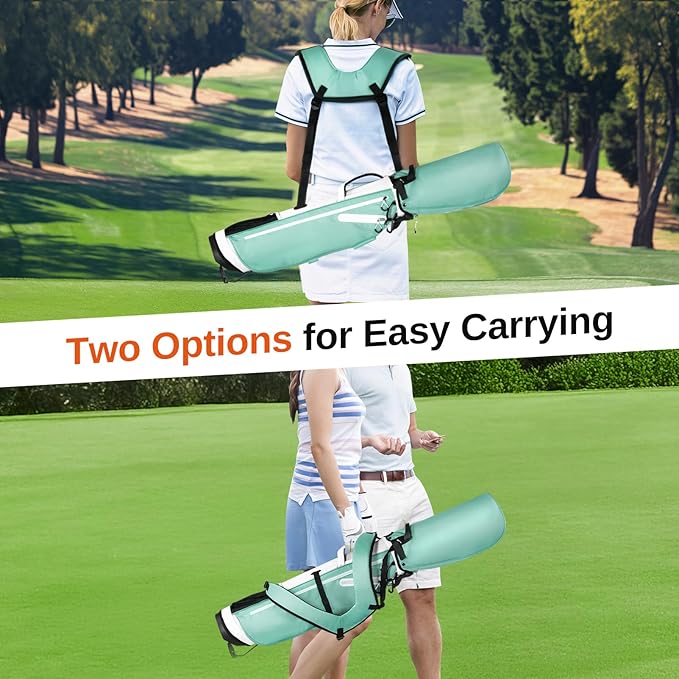Lightweight Golf Stand Bag, 4-Way Full-Length Dividers, Holds Up to 10 Clubs, 3.7 lbs Golf Bag with Dual Straps & Stand for Driving Range, Par 3, and Standard Courses