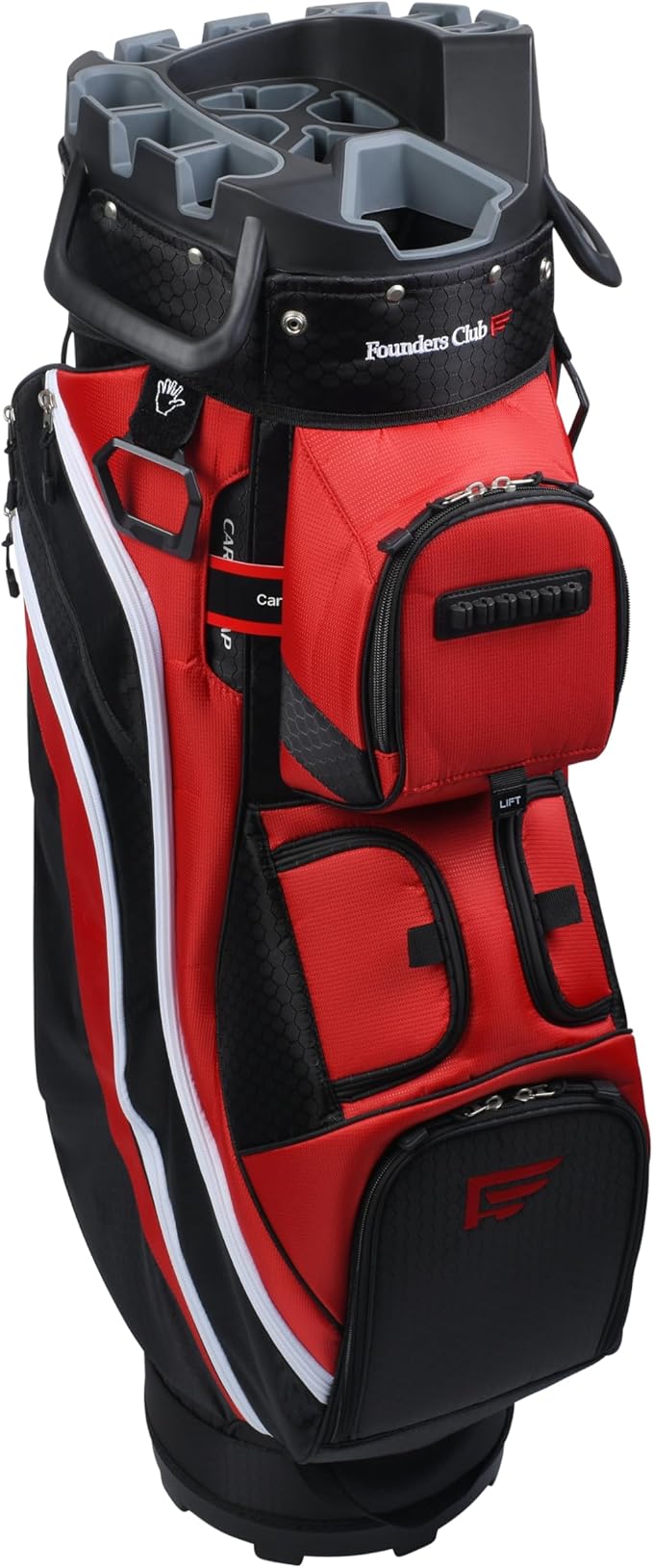 Founders Club 4th Generation Tour Series Club Lock Organizer Golf Cart Bag for Men with 14 Way Anti Rattle Divider Top- Free Snap On Rain Hood-Full Length Dividers