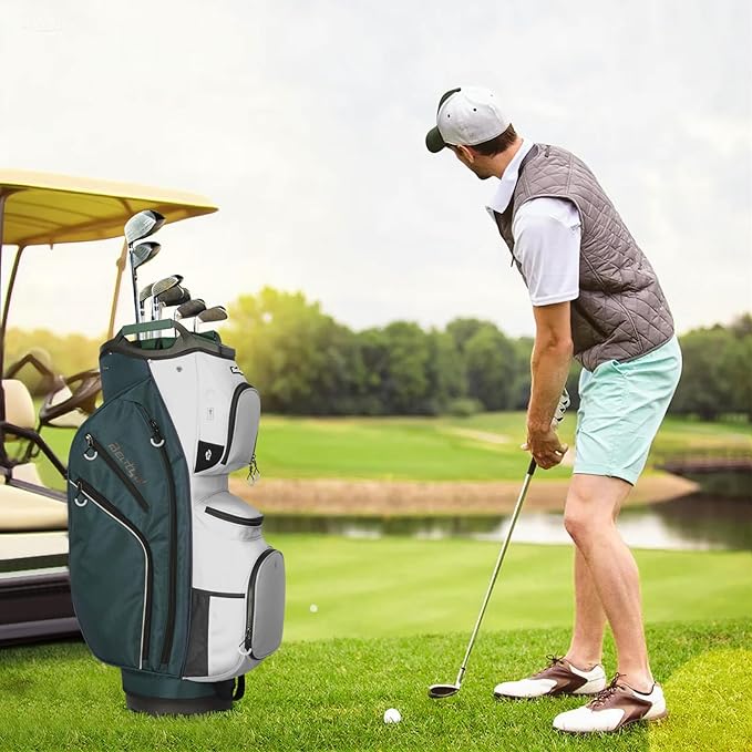 Golf Cart Bag 15 Way Organizer Divider Top Golf Club Cart Bag for Men Women with Cooler, Handles and Rain Cover