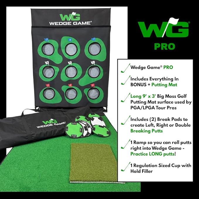 Large Premium Golf Short Game Practice Indoor/Outdoor Chipping and Pitching Net with True Auto Ball Return, 9 Holes of Golf, Tic-Tac-Toe and More!