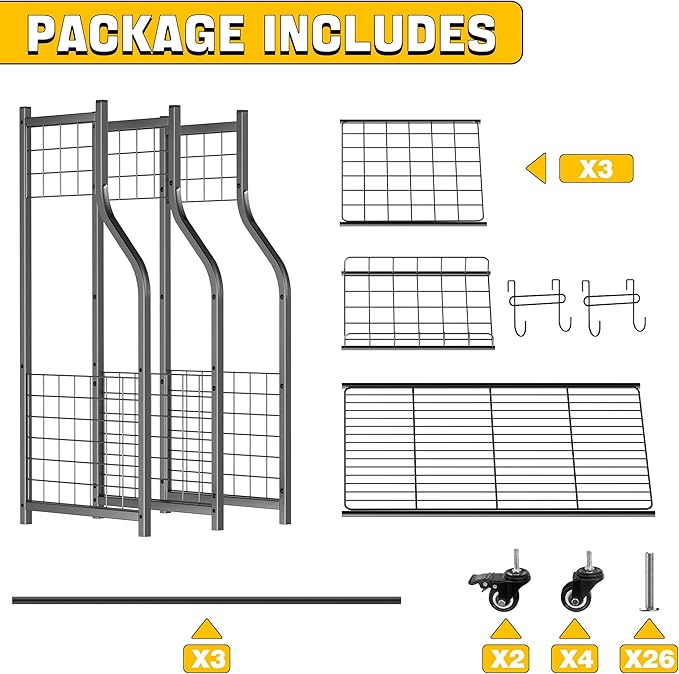 Ultrawall Golf Storage Organizer, Golf Bag Storage Stand for Garage, Golf Equipment Rack with Wheels Fits 2 Golf Bags and Golf Equipment Accessories