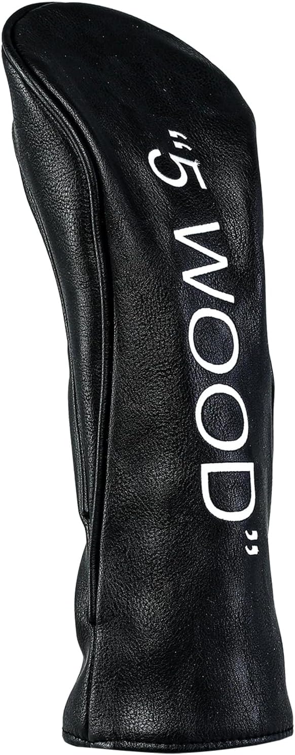 Golf Club Covers – Leather Driver Headcover, Fairway Wood, 3 Wood, Hybrid, Fits Mallet Blade Putter Head Covers Alignment Stick Cover