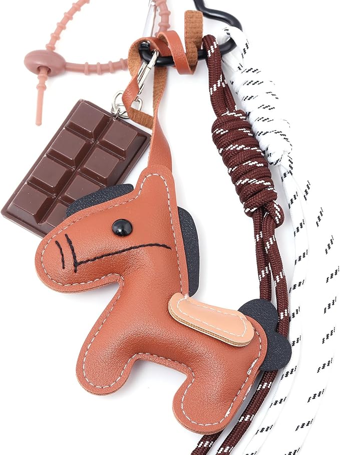Unique Keychain Designer Rope Bag Charms for Handbag - Cute Teddy Bear Purse Charm - Leather Dachshund Accessory